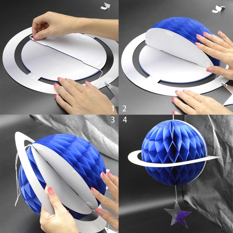 KALEFO 9PCS Outer Space Decor Solar System Hanging Decorations Astonaut Galaxy Planets Honeycomb Space Birthday The Milky Way Party Decor Ceiling Ornaments - Image 5